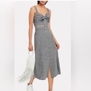 A.L.C. Gingham Tie Front Crop Top